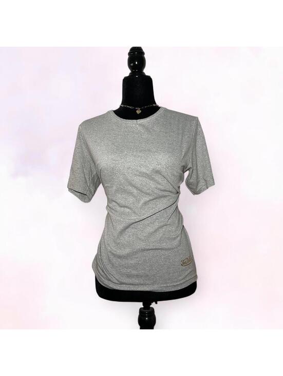 Von Dutch Tops - Von Dutch Grey V-Neck T-Shirt Gold Logo Size Medium Y2K McBling Streetwear